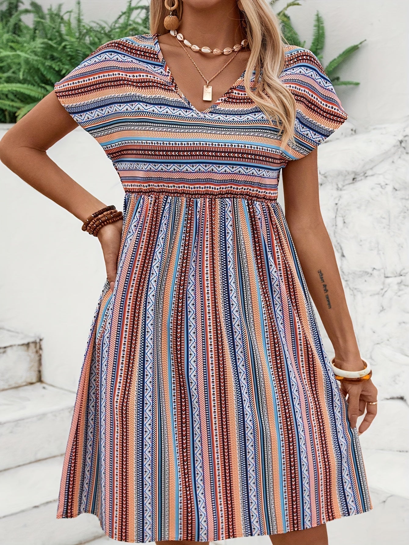 Agnes™ - Striped Boho Style Dress