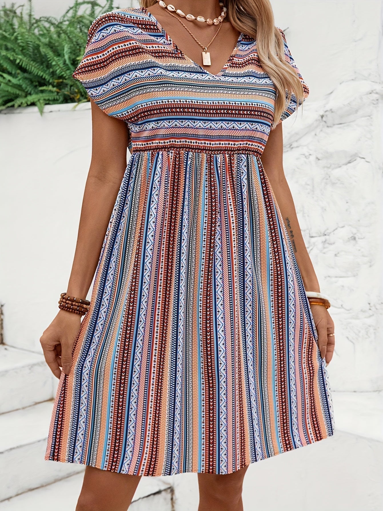 Agnes™ - Striped Boho Style Dress